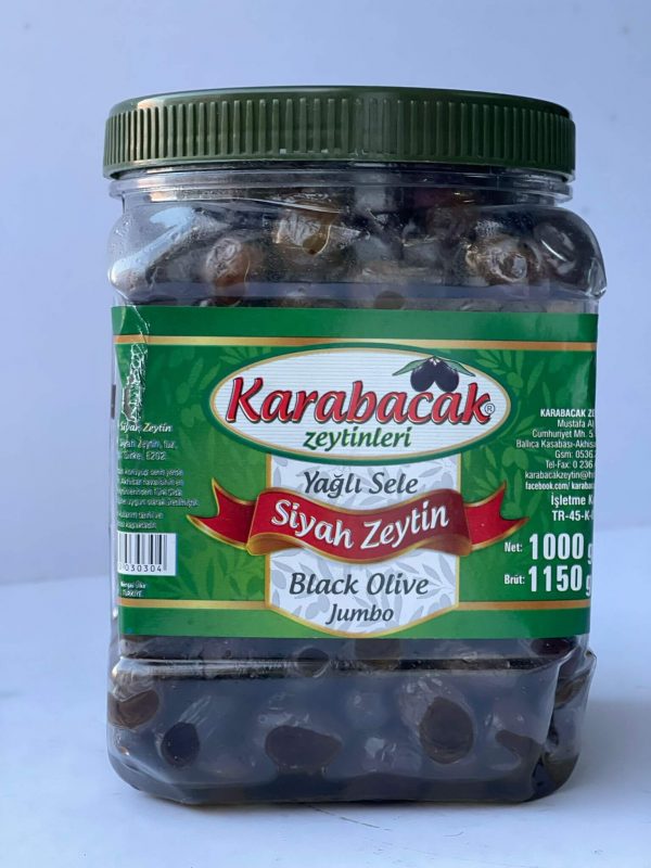 Karabacak Yağlı sele 1 kg jumbo Siyah Zeytin
